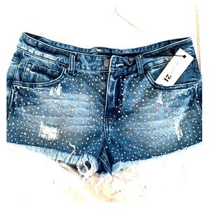NWT FOREVER 21 bejeweled denim shorts